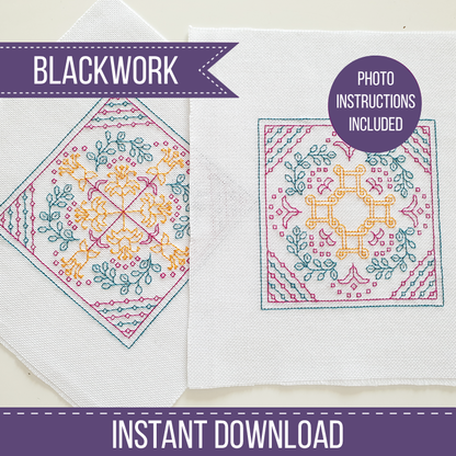 Sunshine Biscornu Blackwork Pattern by Peppermint Purple