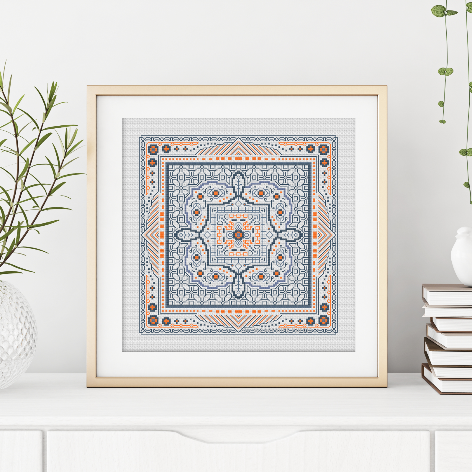 Hints of Orange Blackwork Pattern by Peppermint Purple