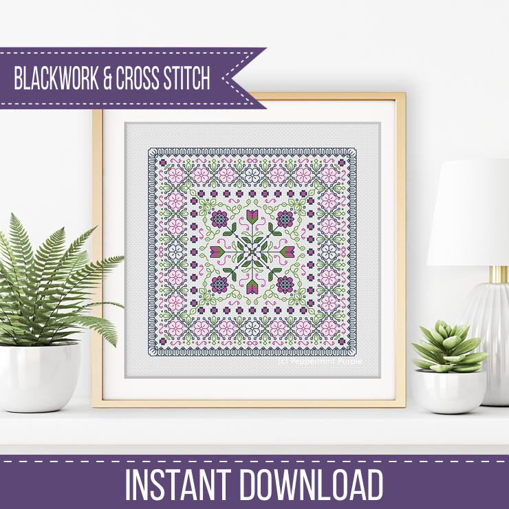 Hints of Flowers Blackwork Pattern by Peppermint Purple