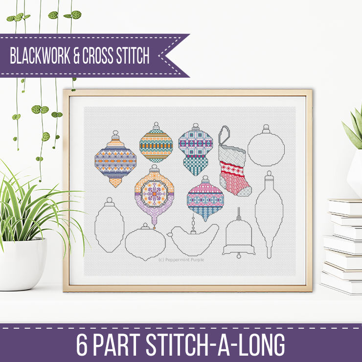 Baubles Galore - 2025 Blackwork Pattern by Peppermint Purple