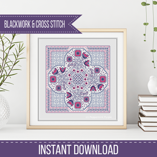 Hints of Blossom Blackwork Pattern by Peppermint Purple