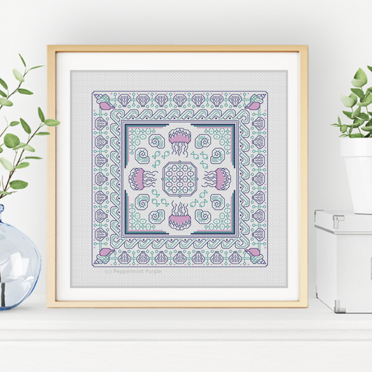 Hints of The Sea Blackwork Pattern by Peppermint Purple