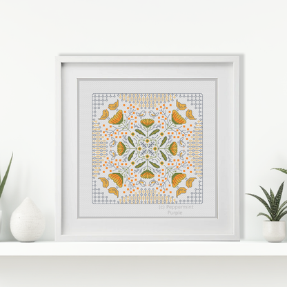 Hints of Flowers & Birds Blackwork Pattern by Peppermint Purple