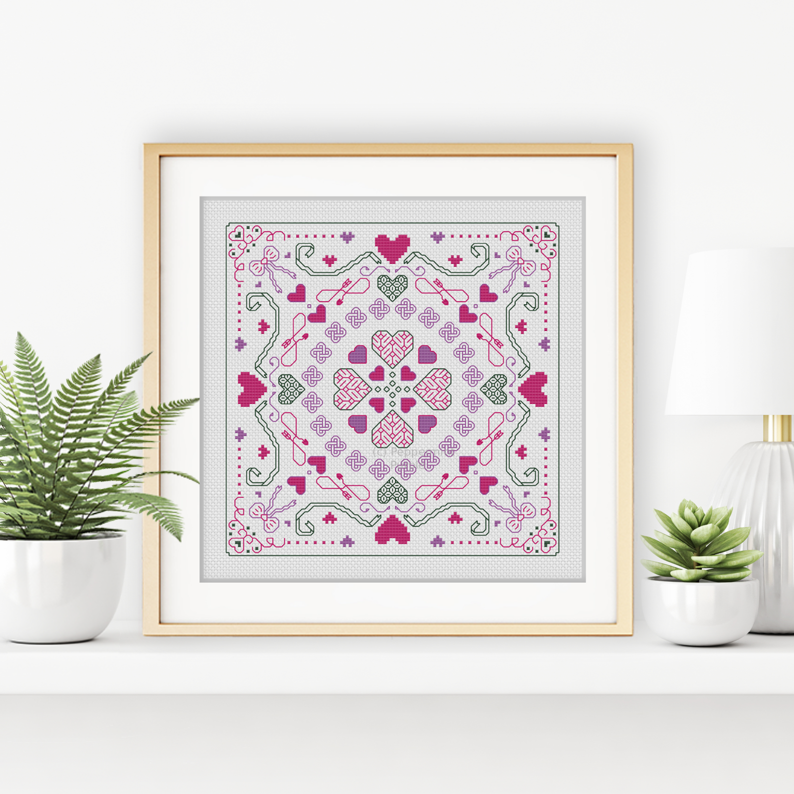 Hints of Love Blackwork Pattern by Peppermint Purple