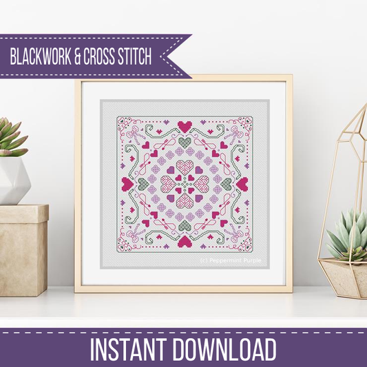 Hints of Love Blackwork Pattern by Peppermint Purple