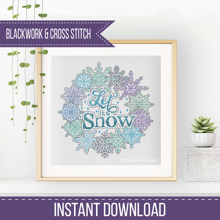 Blackwork Snowflakes Blackwork Pattern by Peppermint Purple