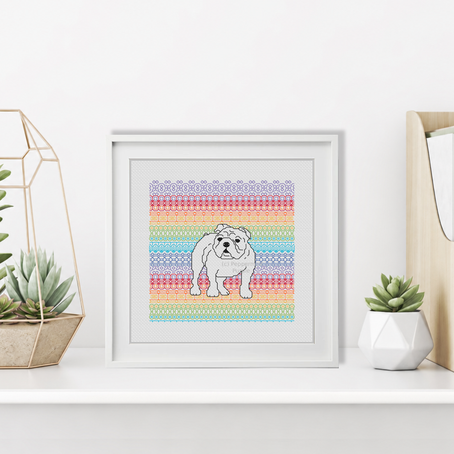 British Bulldog Blackwork Pattern by Peppermint Purple