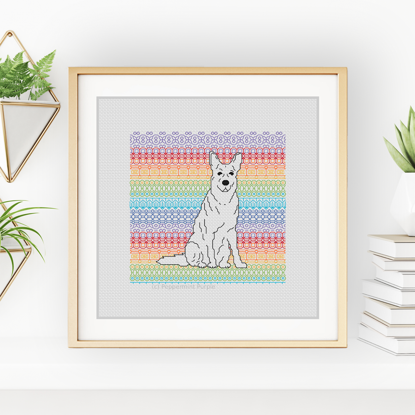 German Shepherd Blackwork Pattern by Peppermint Purple