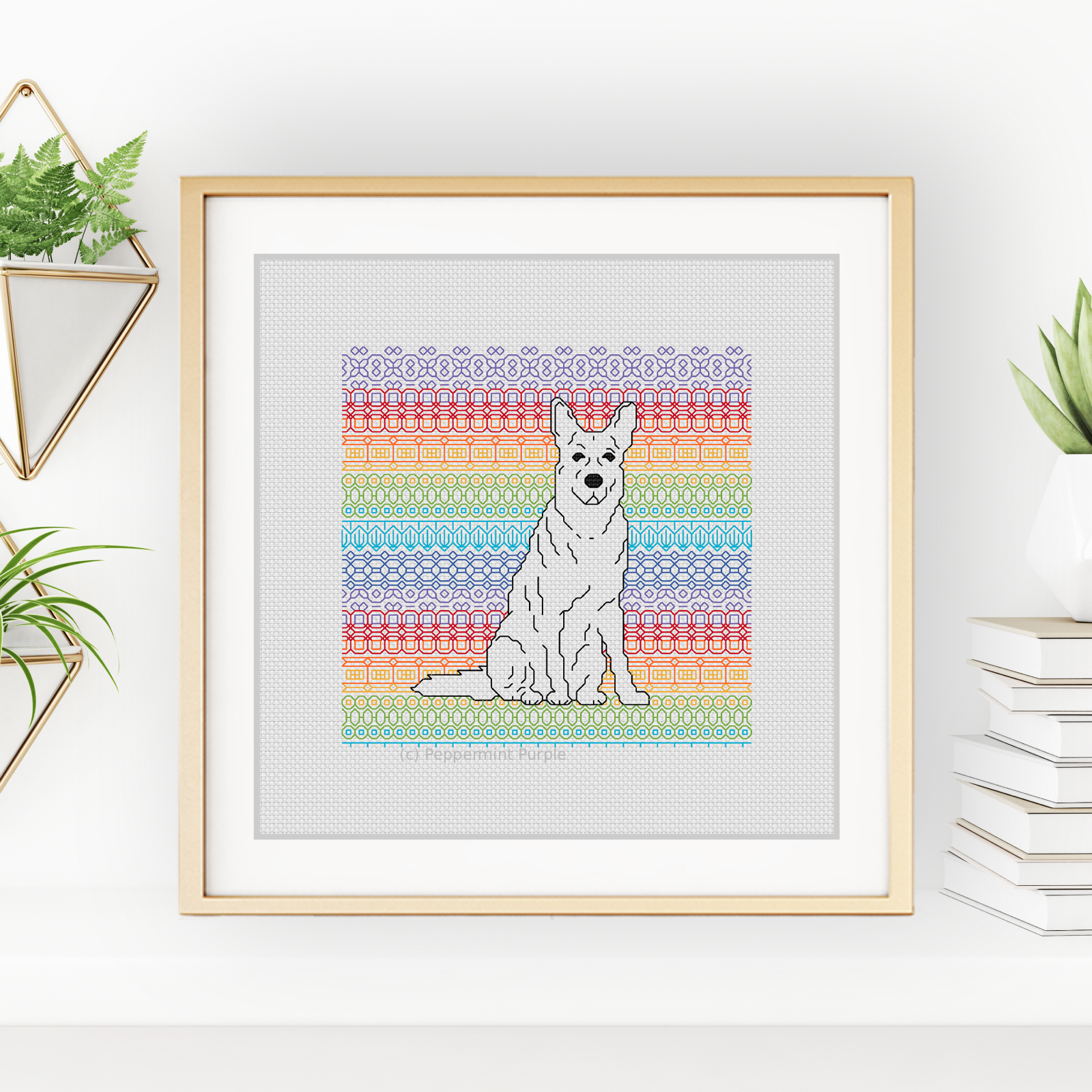 German Shepherd Blackwork Pattern by Peppermint Purple