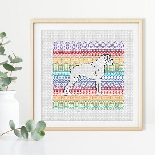 Boxer Blackwork Blackwork Pattern by Peppermint Purple