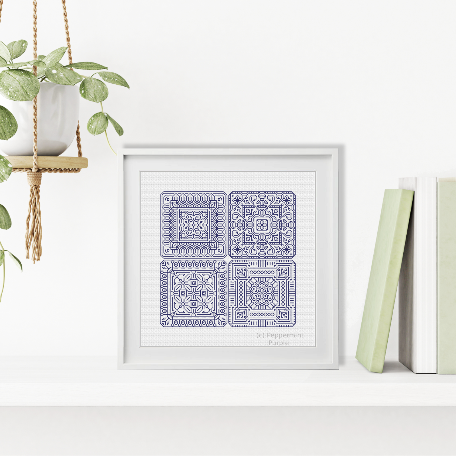 Dutch Tiles Mini Set 1 Blackwork Pattern by Peppermint Purple