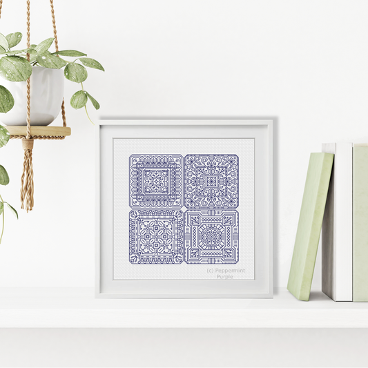 Dutch Tiles Mini Set 1 Blackwork Pattern by Peppermint Purple