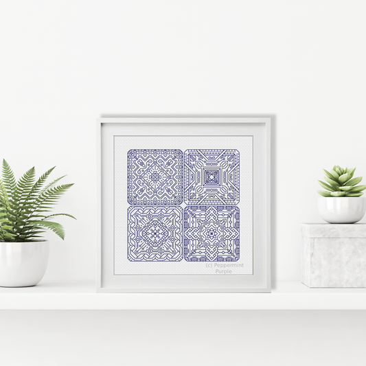Dutch Tiles Mini Set 3 Blackwork Pattern by Peppermint Purple