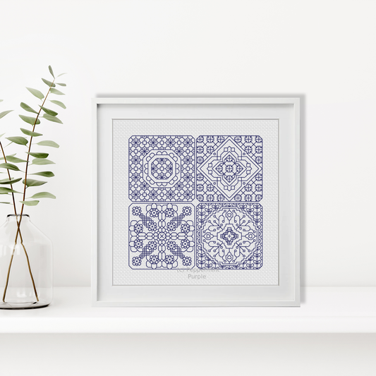 Dutch Tiles Mini Set 5 Blackwork Pattern by Peppermint Purple