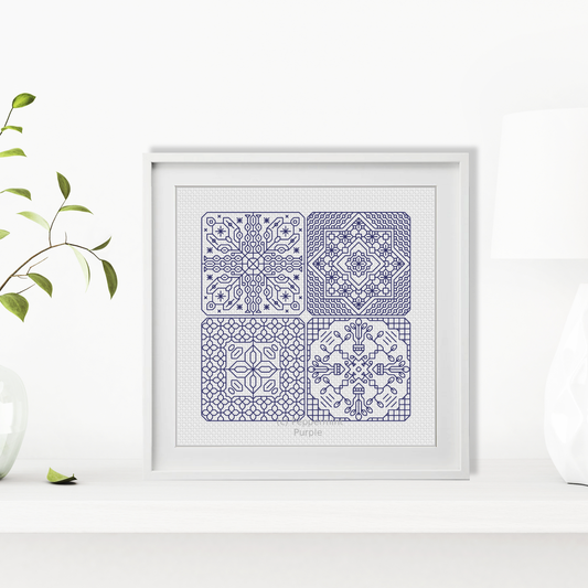 Dutch Tiles Mini Set 6 Blackwork Pattern by Peppermint Purple