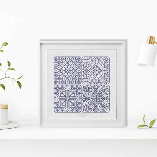 Dutch Tiles Mini Set 7 Blackwork Pattern by Peppermint Purple