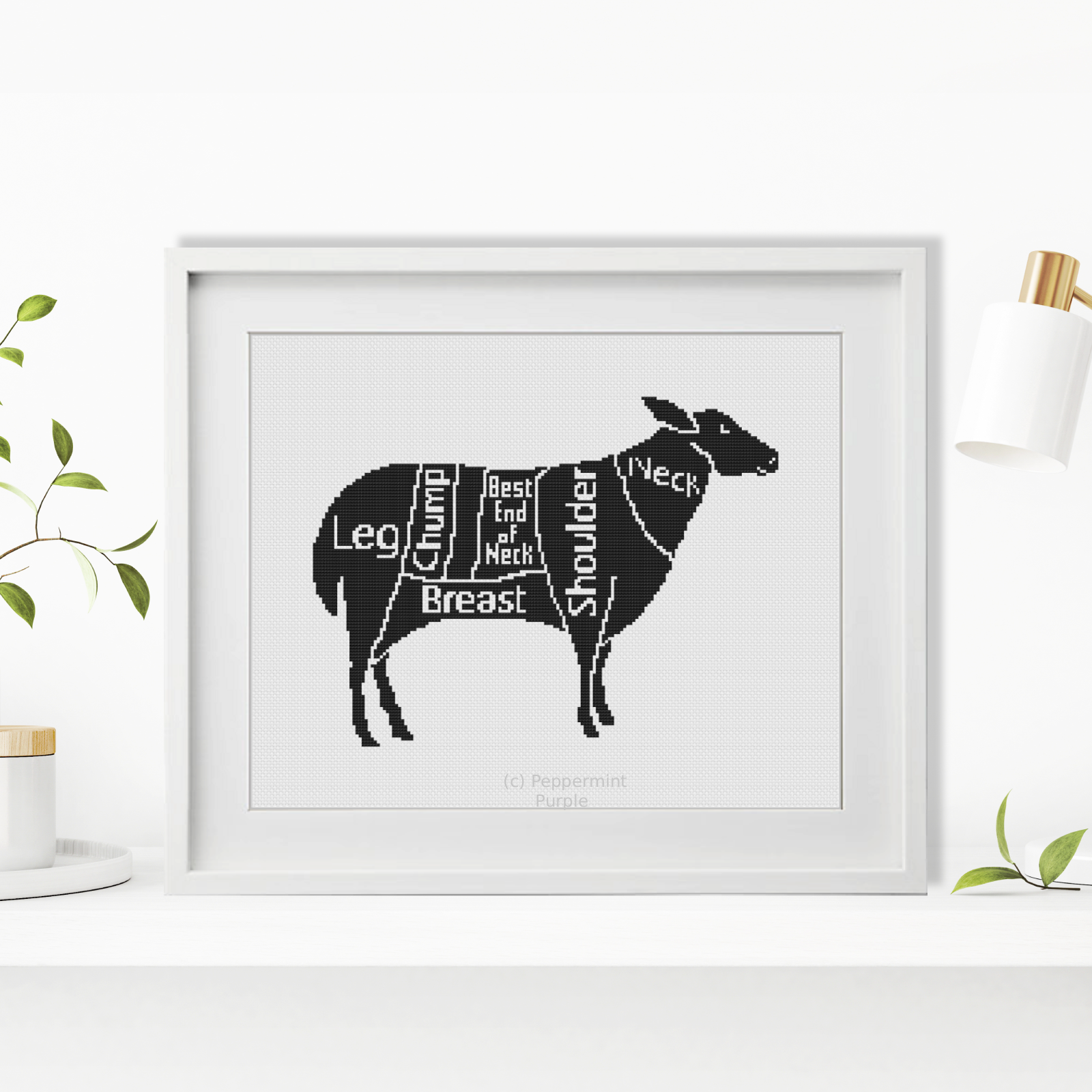 Meat Cuts - Sheep Cross Stitch Pattern by Peppermint Purple