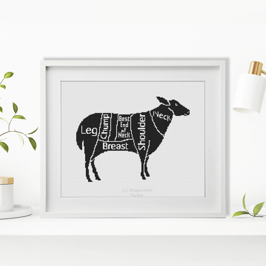 Meat Cuts - Sheep Cross Stitch Pattern by Peppermint Purple