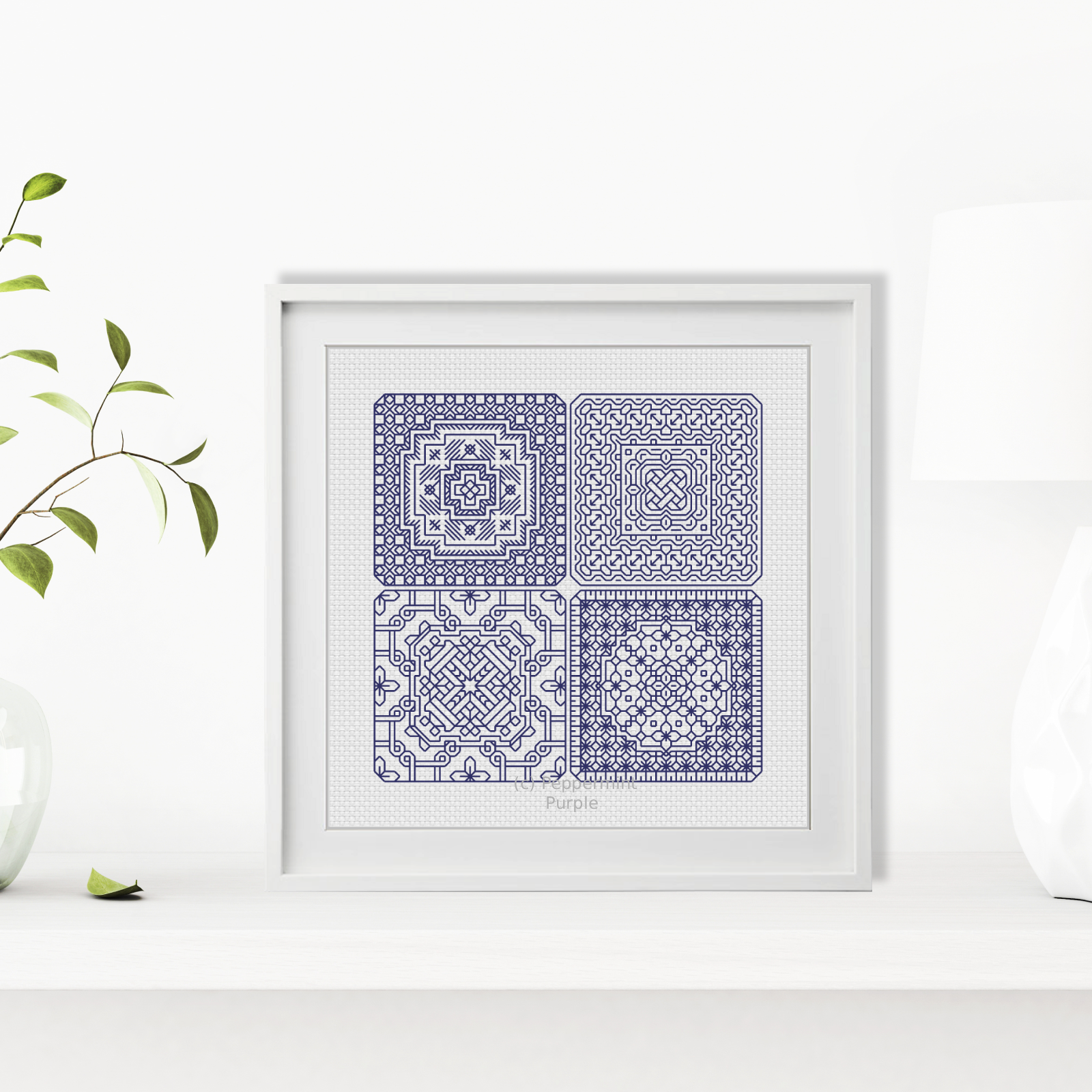 Dutch Tiles Mini Set 10 Blackwork Pattern by Peppermint Purple