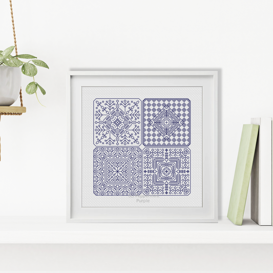 Dutch Tiles Mini Set 9 Blackwork Pattern by Peppermint Purple