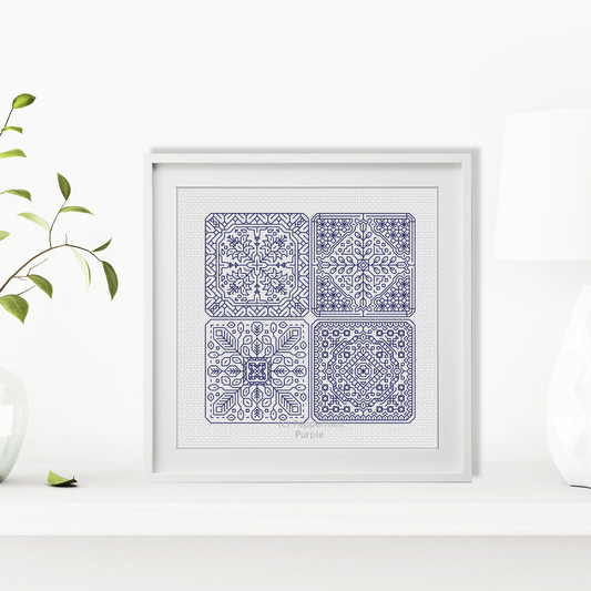 Dutch Tiles Mini Set 13 Blackwork Pattern by Peppermint Purple