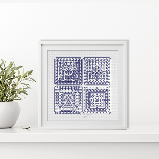 Dutch Tiles Mini Set 16 Blackwork Pattern by Peppermint Purple