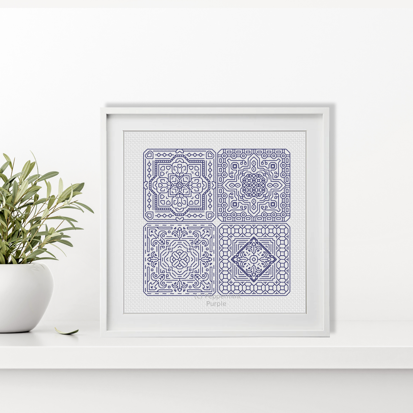 Dutch Tiles Mini Set 17 Blackwork Pattern by Peppermint Purple