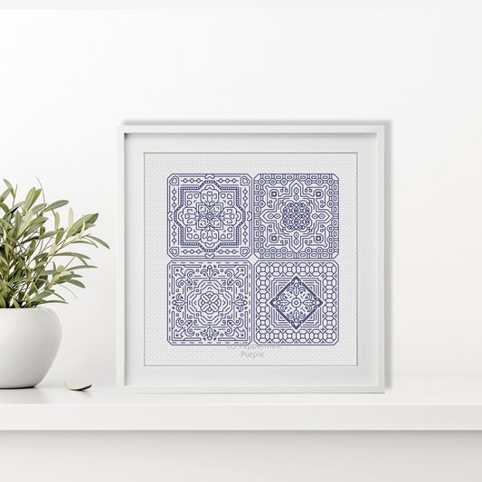 Dutch Tiles Mini Set 17 Blackwork Pattern by Peppermint Purple