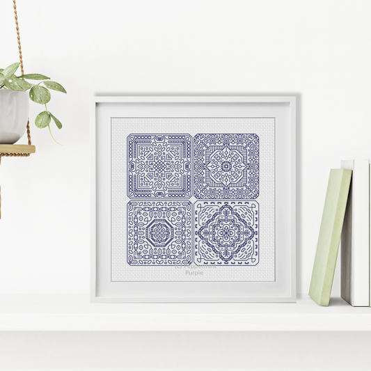 Dutch Tiles Mini Set 19 Blackwork Pattern by Peppermint Purple