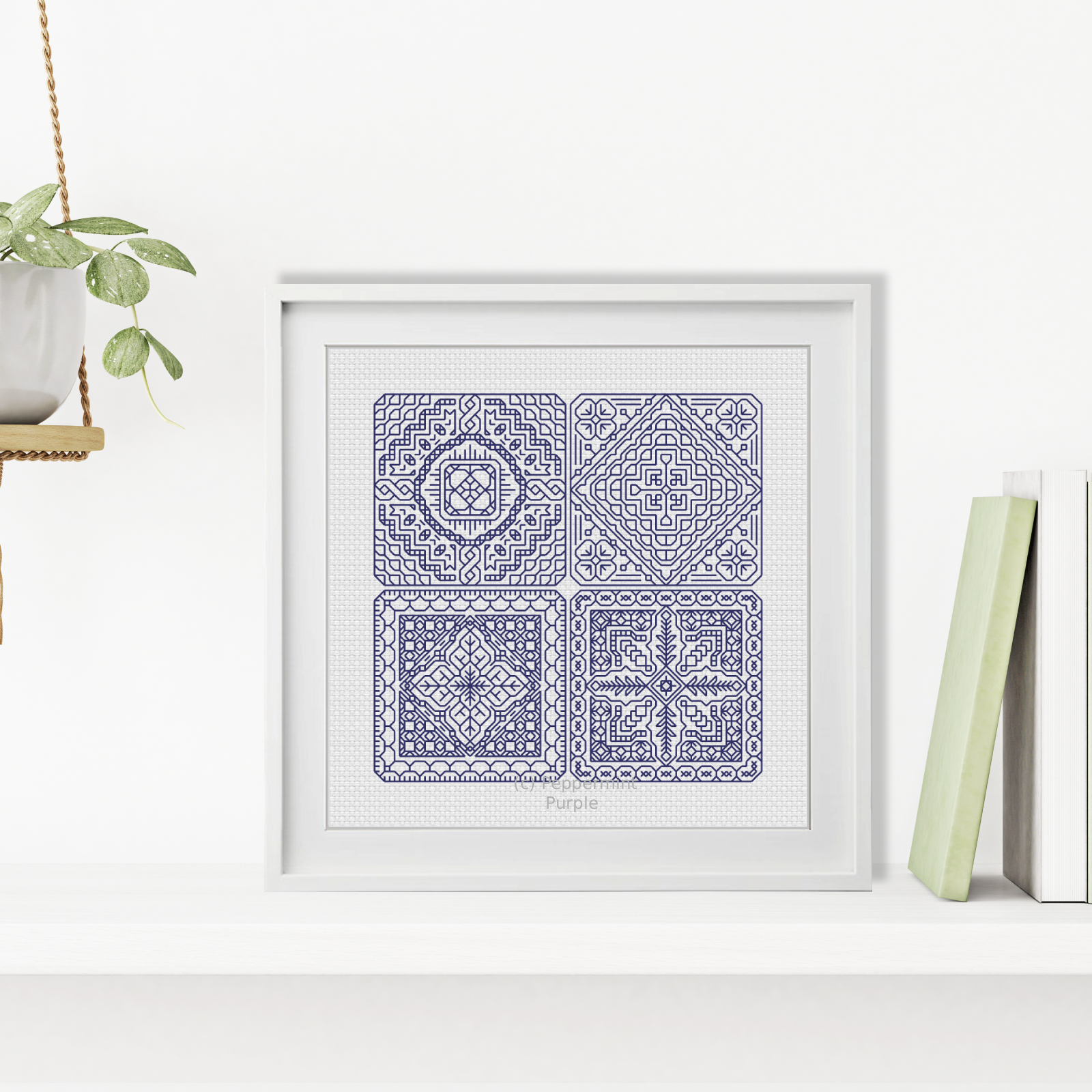 Dutch Tiles Mini Set 18 Blackwork Pattern by Peppermint Purple