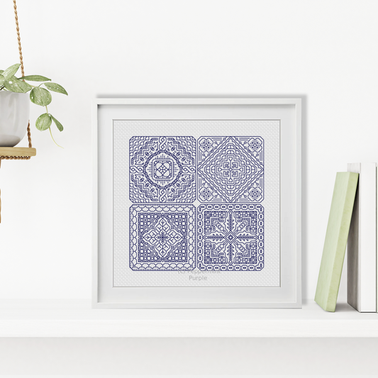 Dutch Tiles Mini Set 18 Blackwork Pattern by Peppermint Purple