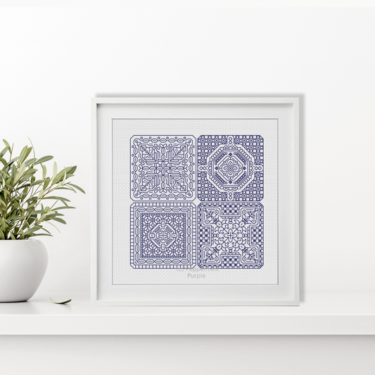 Dutch Tiles Mini Set 22 Blackwork Pattern by Peppermint Purple