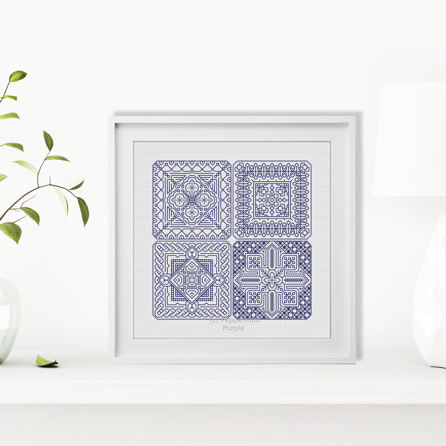 Dutch Tiles Mini Set 20 Blackwork Pattern by Peppermint Purple