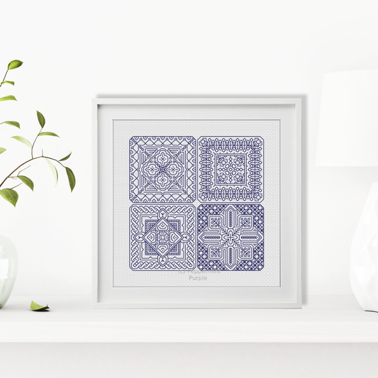 Dutch Tiles Mini Set 20 Blackwork Pattern by Peppermint Purple