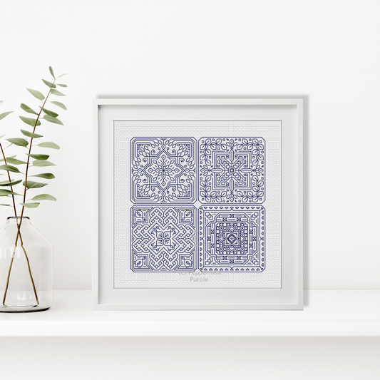 Dutch Tiles Mini Set 24 Blackwork Pattern by Peppermint Purple