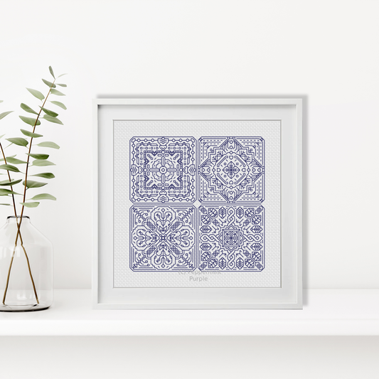 Dutch Tiles Mini Set 25 Blackwork Pattern by Peppermint Purple