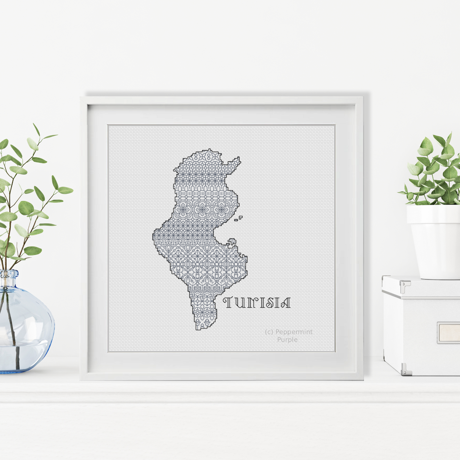 Tunisia Blackwork Pattern by Peppermint Purple