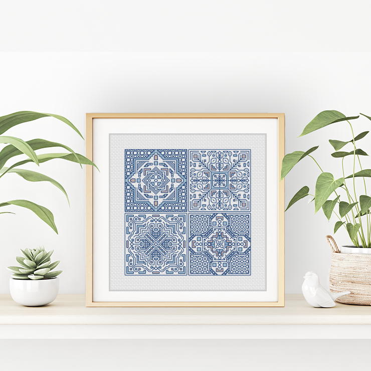 Turkish Tiles Mini Set 2 Blackwork Pattern by Peppermint Purple