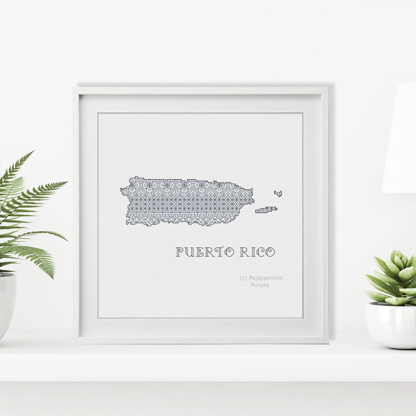 Puerto Rico Blackwork Blackwork Pattern by Peppermint Purple
