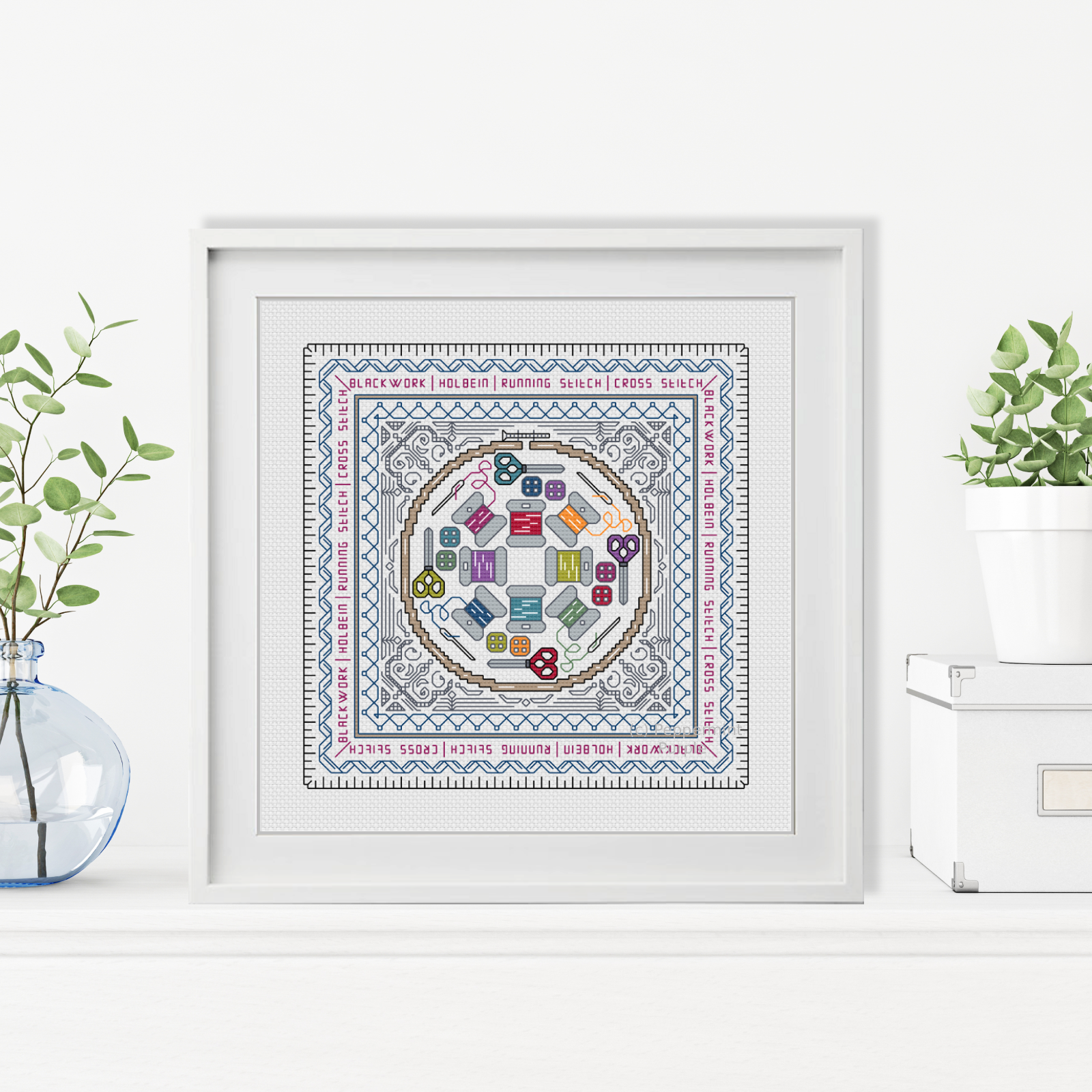 Hints Of Stitching Blackwork Pattern by Peppermint Purple