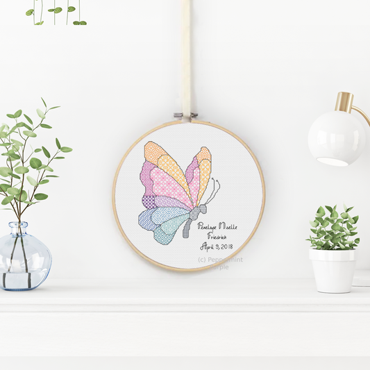 Butterfly Motif Blackwork Pattern by Peppermint Purple