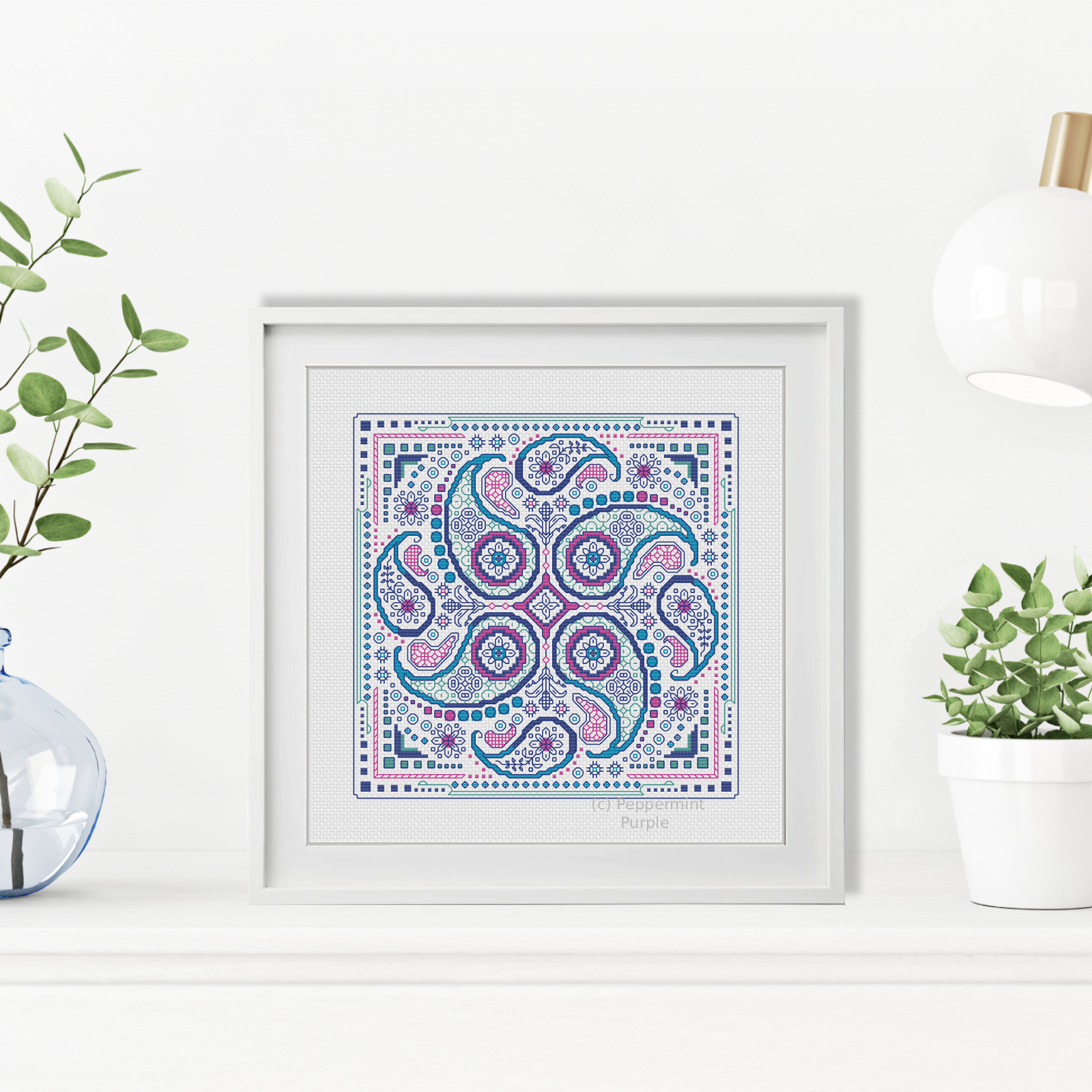 Hints of Paisley Blackwork Pattern by Peppermint Purple