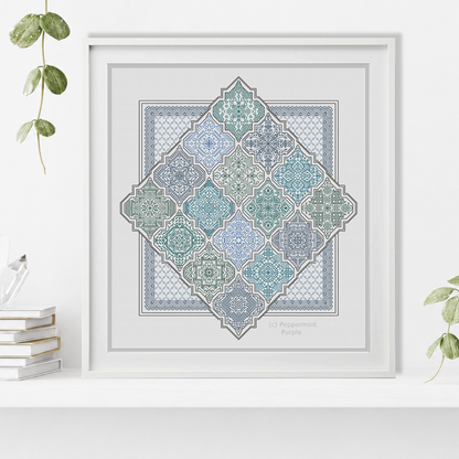Moroccan Tiles Blackwork Pattern by Peppermint Purple
