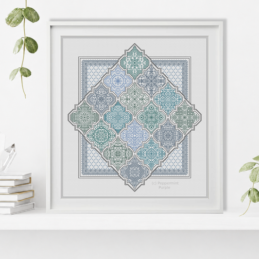Moroccan Tiles Blackwork Pattern by Peppermint Purple
