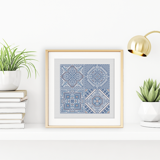 Turkish Tiles Mini Set 3 Blackwork Pattern by Peppermint Purple