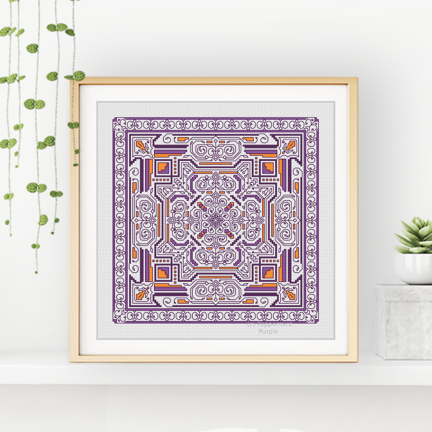 Hints of Brocade Blackwork Pattern by Peppermint Purple