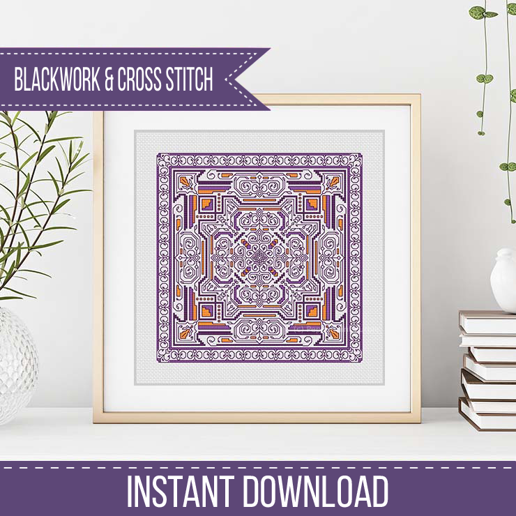 Hints of Brocade Blackwork Pattern by Peppermint Purple