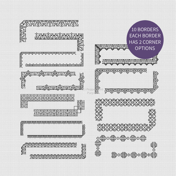 Borders & Corners - Set 3 Blackwork Font by Peppermint Purple