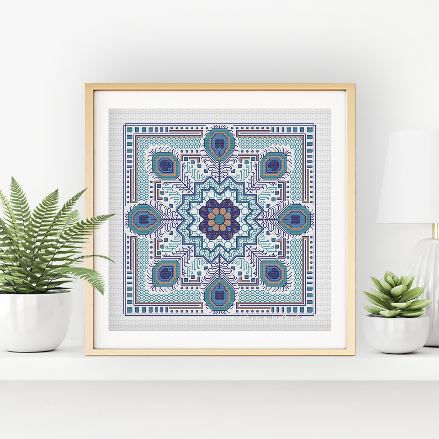 Hints of Peacock Blackwork Pattern by Peppermint Purple