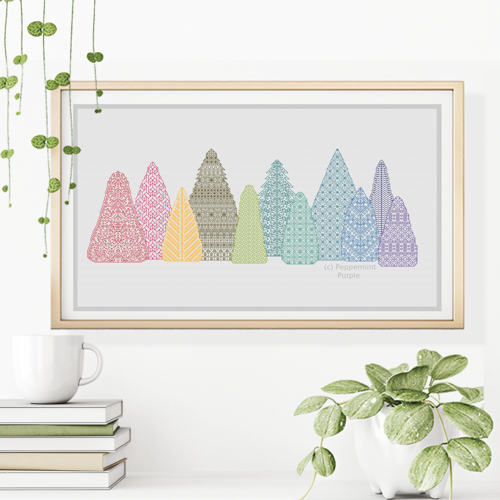 Christmas Trees Blackwork Pattern by Peppermint Purple